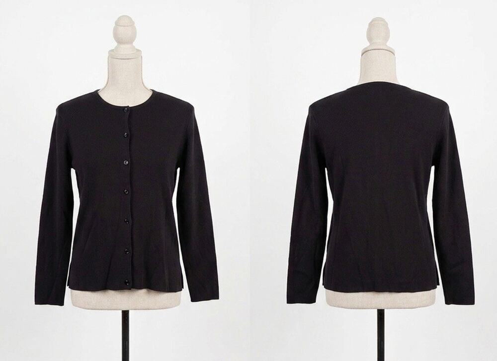 NWT KIKIT Maurice Sasson Cardigan Womens L Black Ribbed Y2K/ 90s Vintage